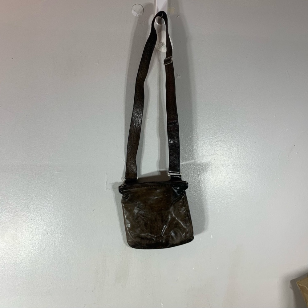 Vintage rugby crossbody distressed leather bag